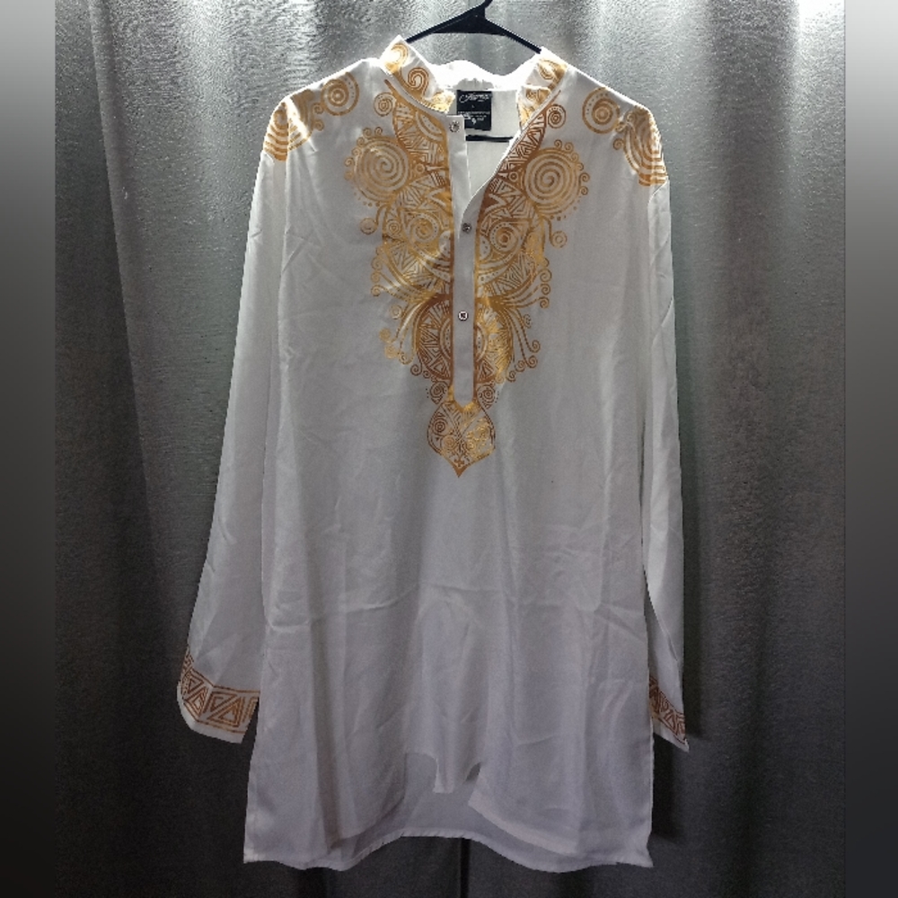 New White & Gold Pants & Tunic Set